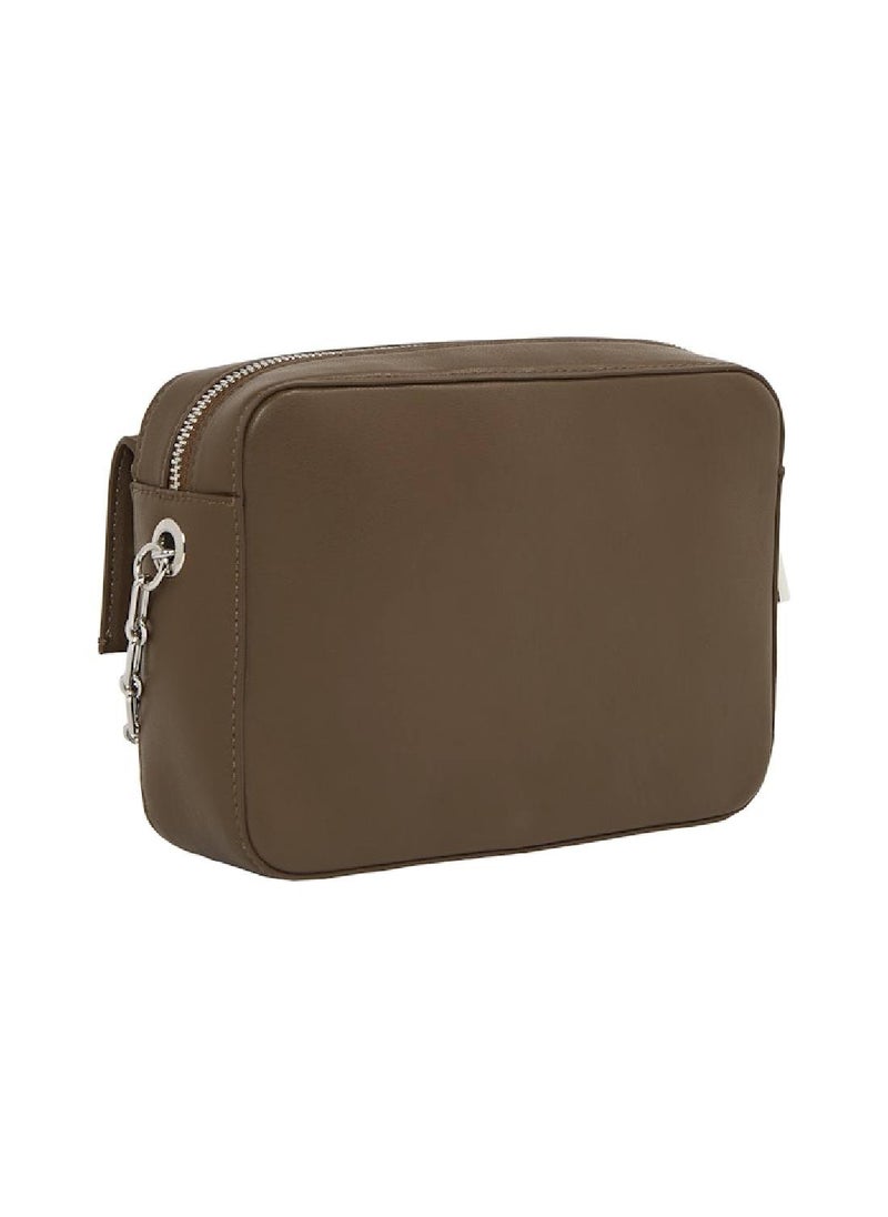 Women's Crossbody Camera Bag - Polyester Blend, Brown
