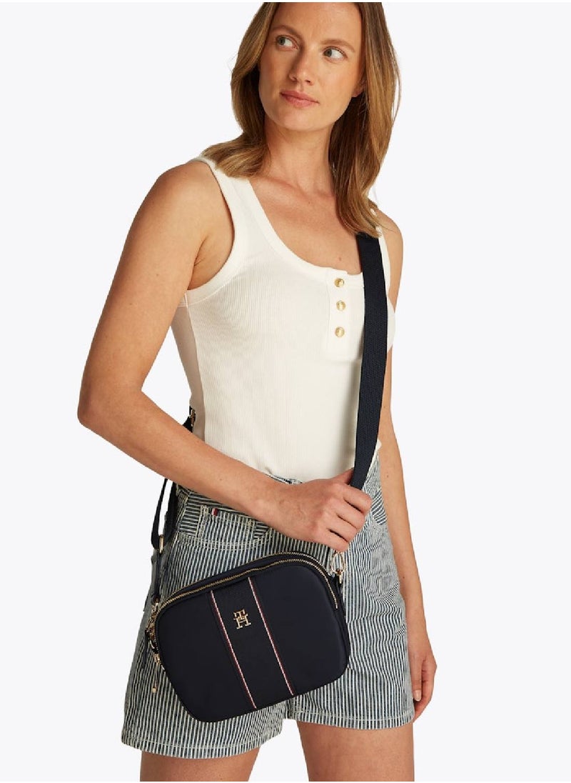 Women's TH Monogram Crossbody Camera Bag - Nylon, Blue