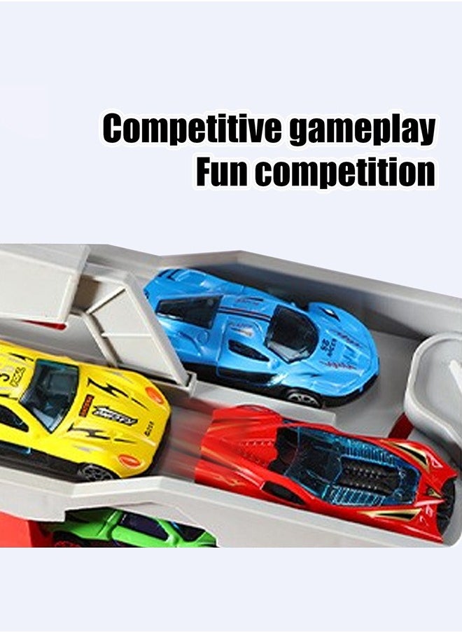 Mega Hauler Truck with Ejection Race Track, Big Truck 207cm Folding Storage Race Track Deformation Catapult Alloy Car, Transporter Truck Toy Set for Kids Gift with 24 Cars