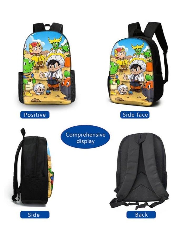 Three-piece set of cartoon characters (schoolbag, for students) - 1390
