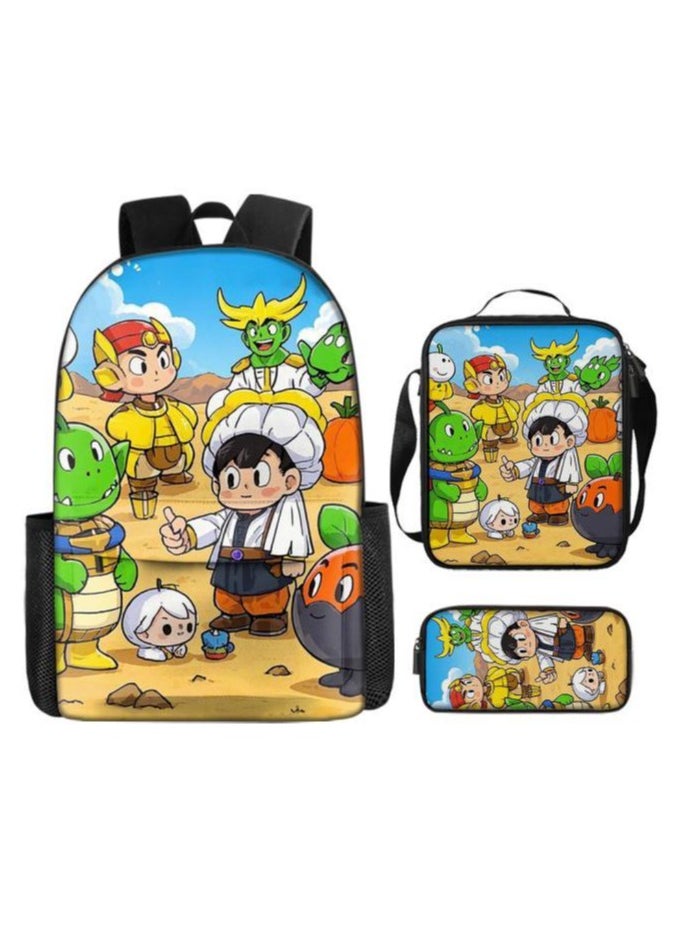 Three-piece set of cartoon characters (schoolbag, for students) - 1390