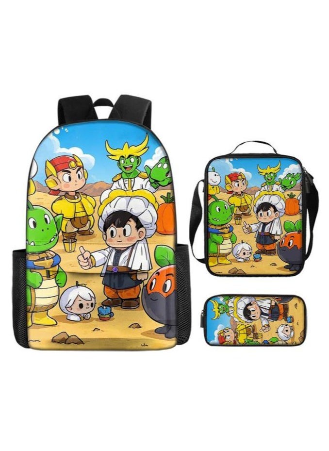 Three-piece set of cartoon characters (schoolbag, for students) - 1390