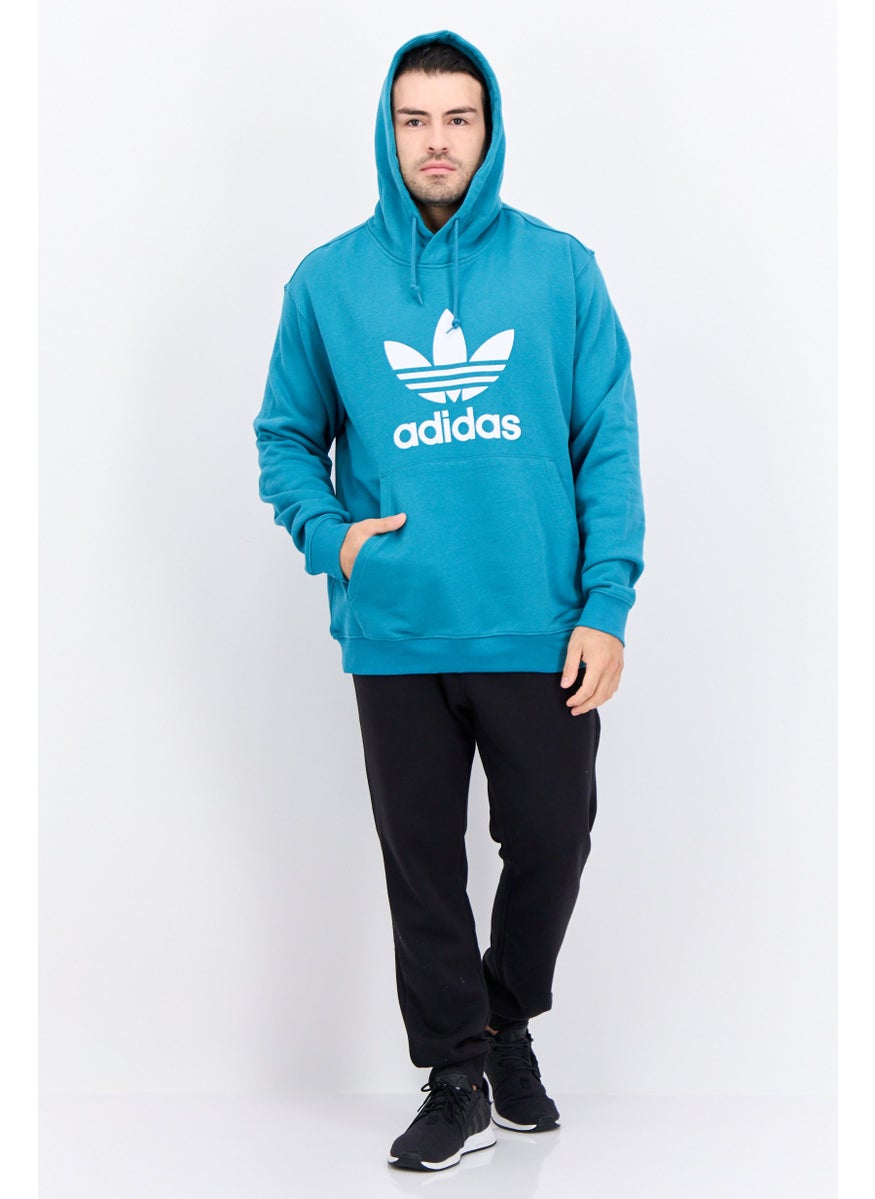 Men Sportswear Fit Long Sleeve Outdoor Sweatshirt, Teal Green
