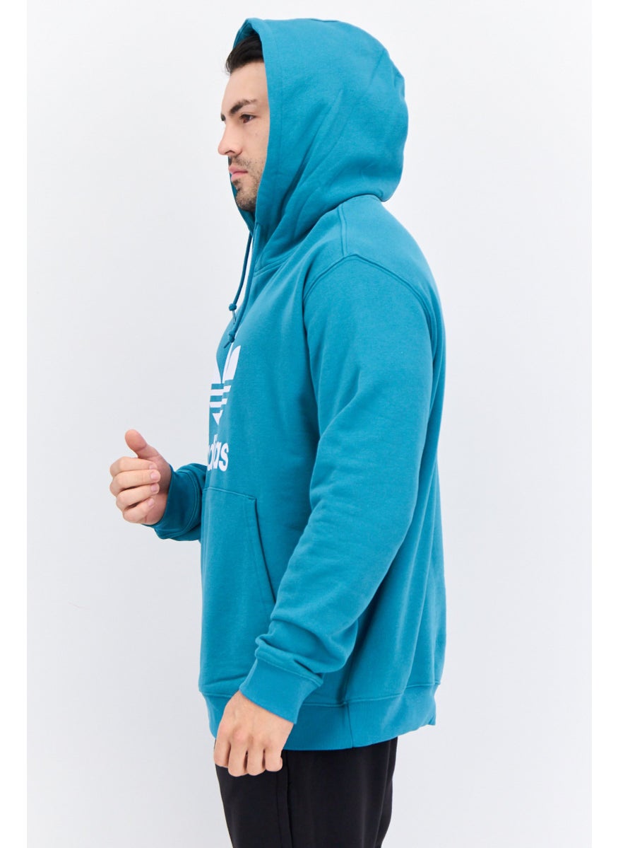 Men Sportswear Fit Long Sleeve Outdoor Sweatshirt, Teal Green