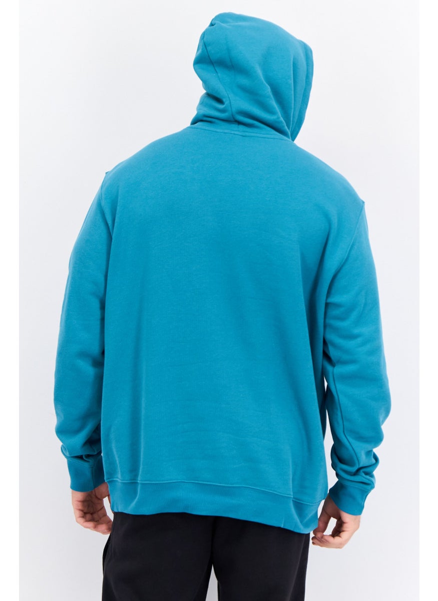 Men Sportswear Fit Long Sleeve Outdoor Sweatshirt, Teal Green