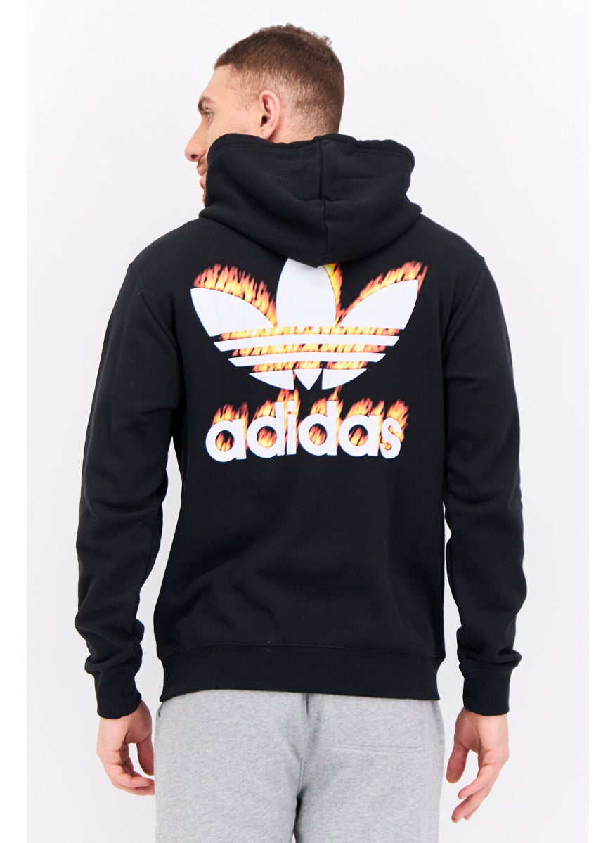 Men Sportswear Fit Graphic Outdoor Hoodies, Black