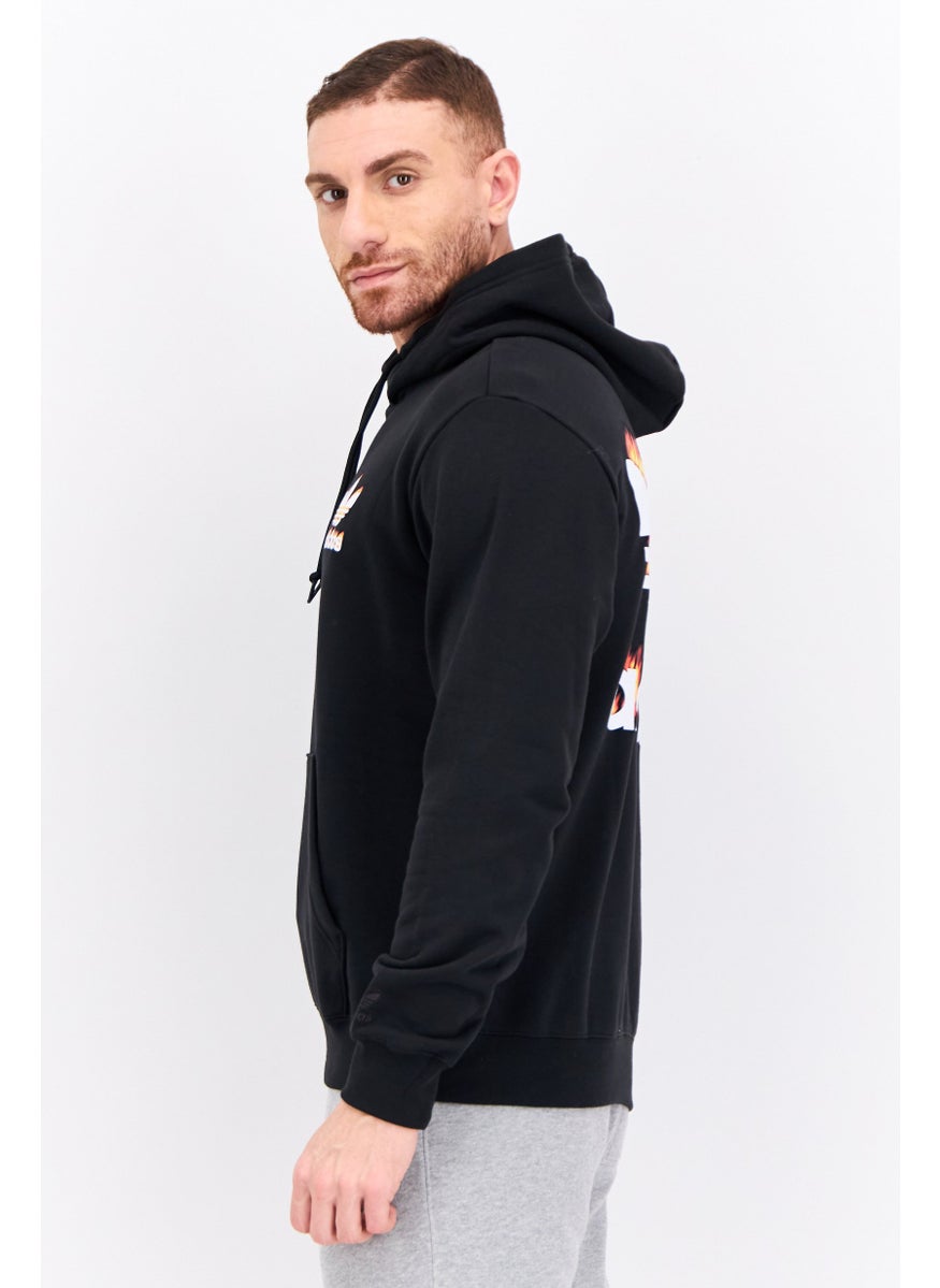 Men Sportswear Fit Graphic Outdoor Hoodies, Black