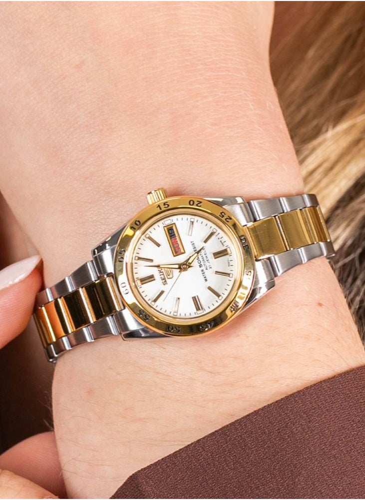 Seiko 5 Automatic White Dial Stainless Steel Women's Watch SYMG42K1