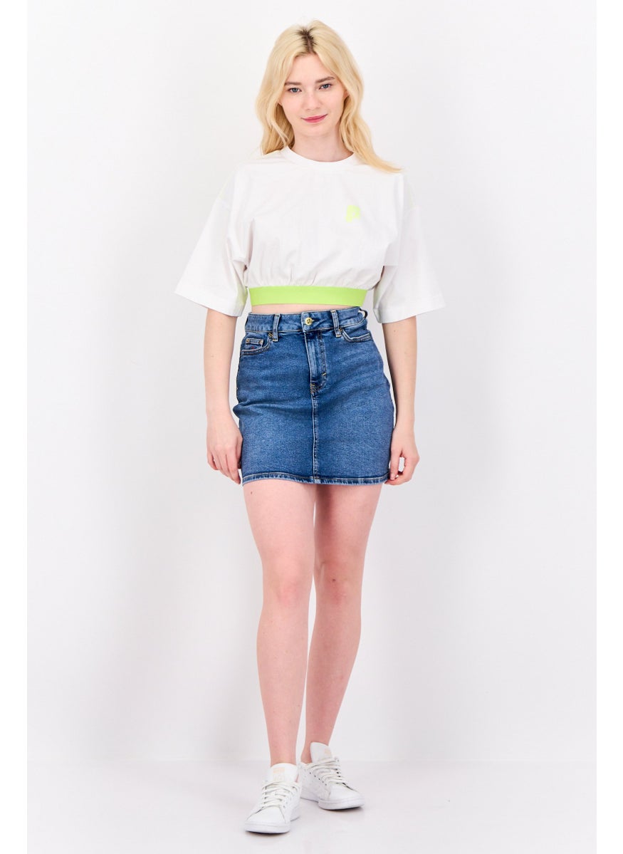 Women Crew Neck Graphic Print Blouse, White