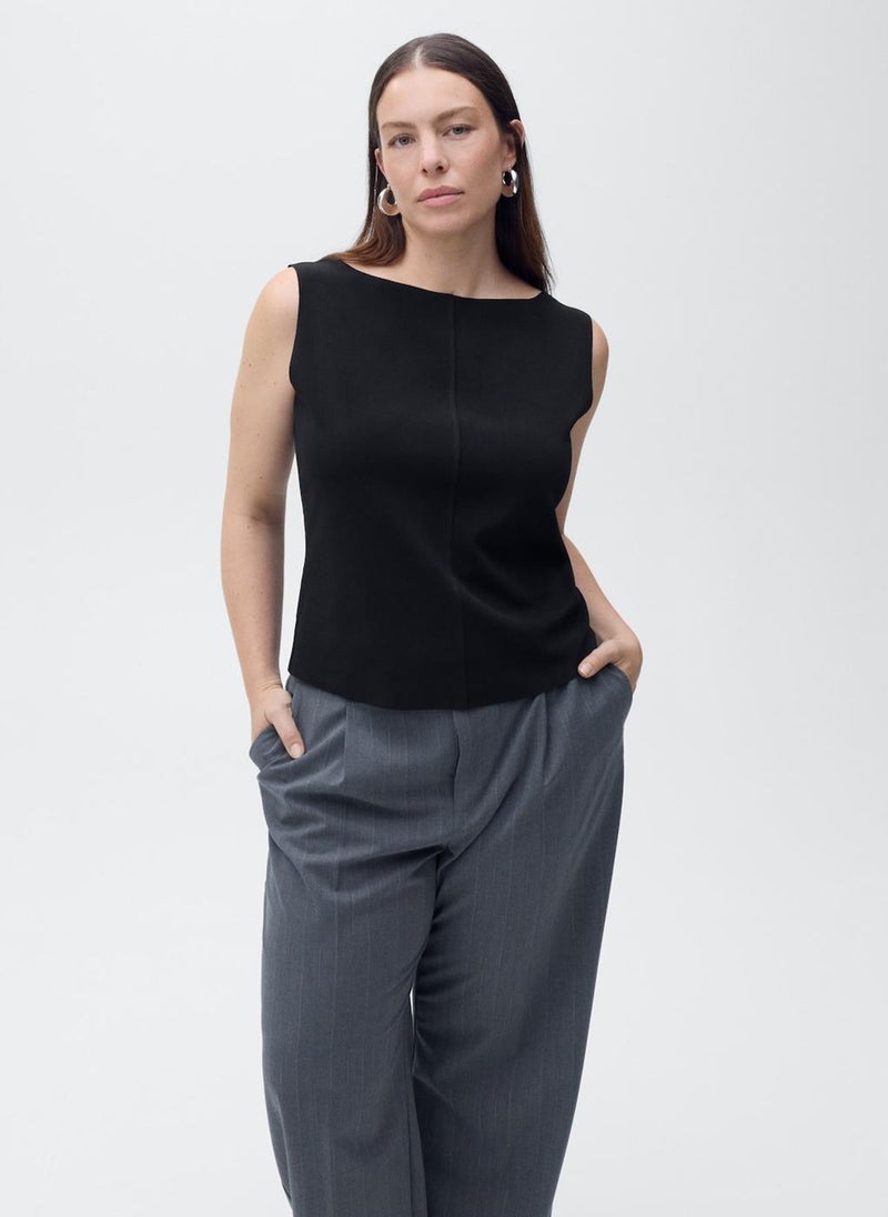 Boat-Neck Knitted Top