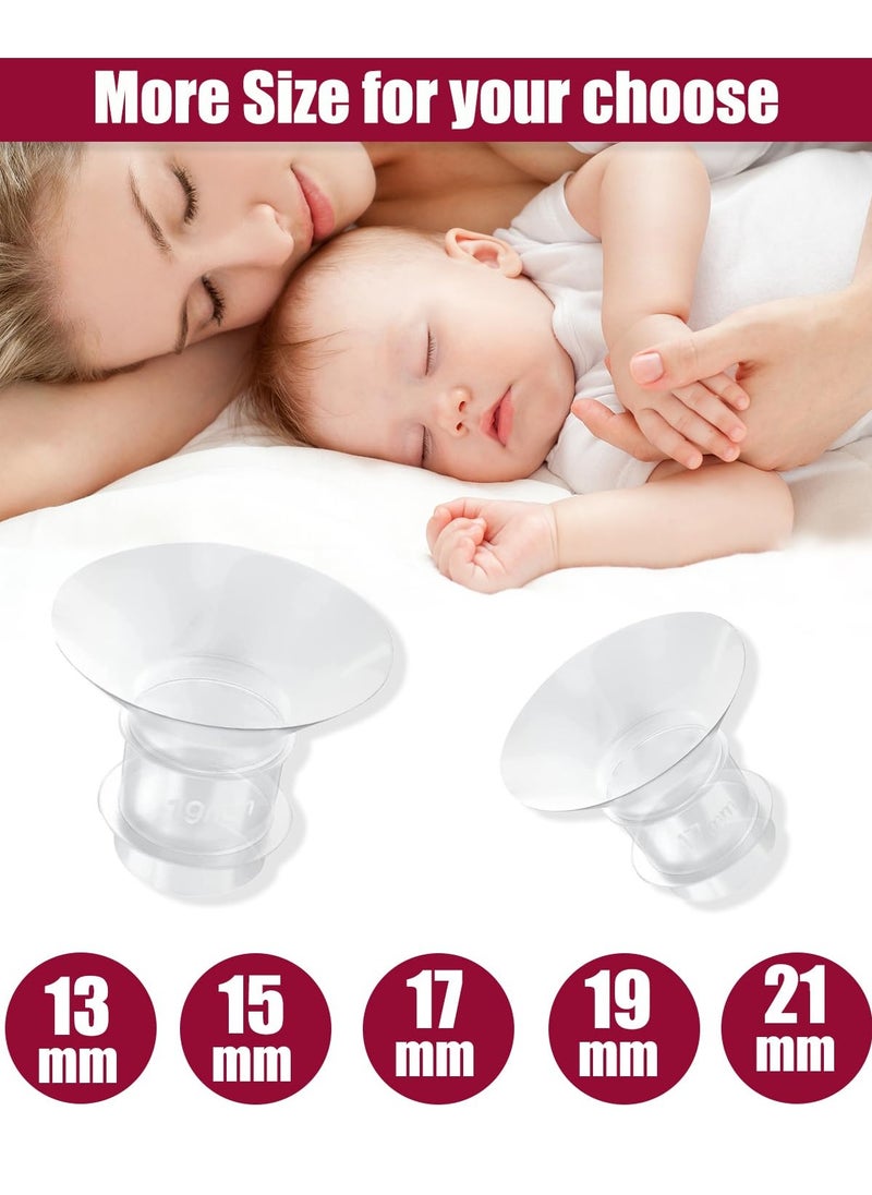 10pcs Flange Inserts 13/15/17/19/21mm*2 2pcs Duckbill Valves 2pcs Silicone Diaphragm Compatible with Momcozy Wearable Breast Pump S12 Pro/S9 Pro/S12/S9, Reduce Nipple Tunnel Down to Correct Size