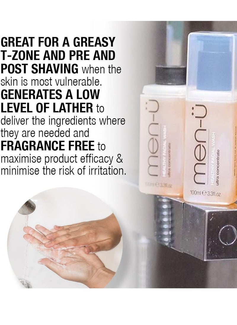 men-ü HEALTHY FACIAL WASH 3.3 fl.oz, for up to 265 washes, Ultra-Concentrate Healthy Face Cleanser, Facial Cleansing for Men Before or After Shaving - 3.3oz