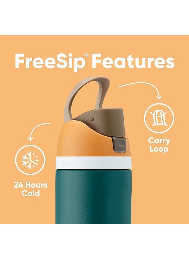 FreeSip Insulated Stainless Steel Water Bottle With Straw For Sports Travel And School BPA Free Sports Water Bottle(Dark Green 32OZ)