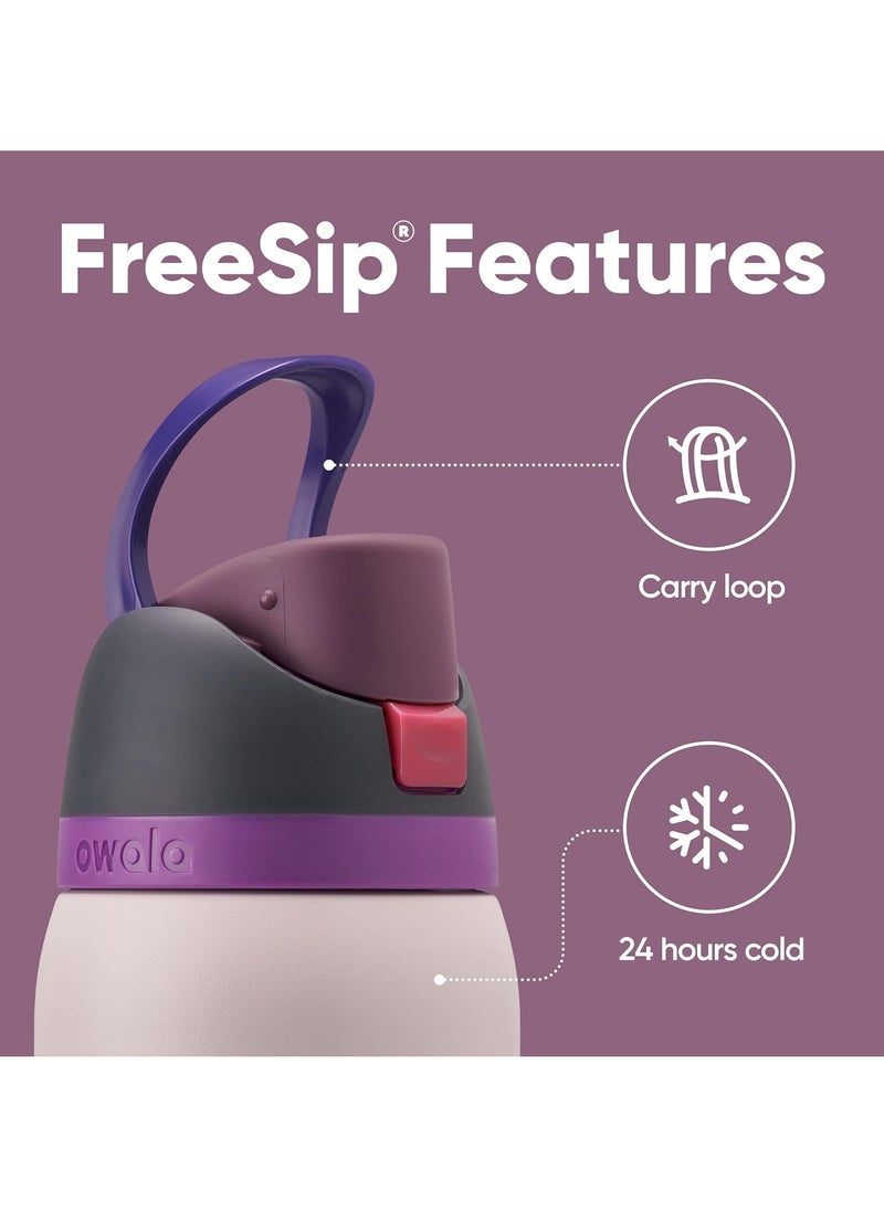 FreeSip Insulated Stainless Steel Water Bottle with Straw for Sports Travel and School BPA-Free Sports Water Bottle (Light Pink 24OZ)