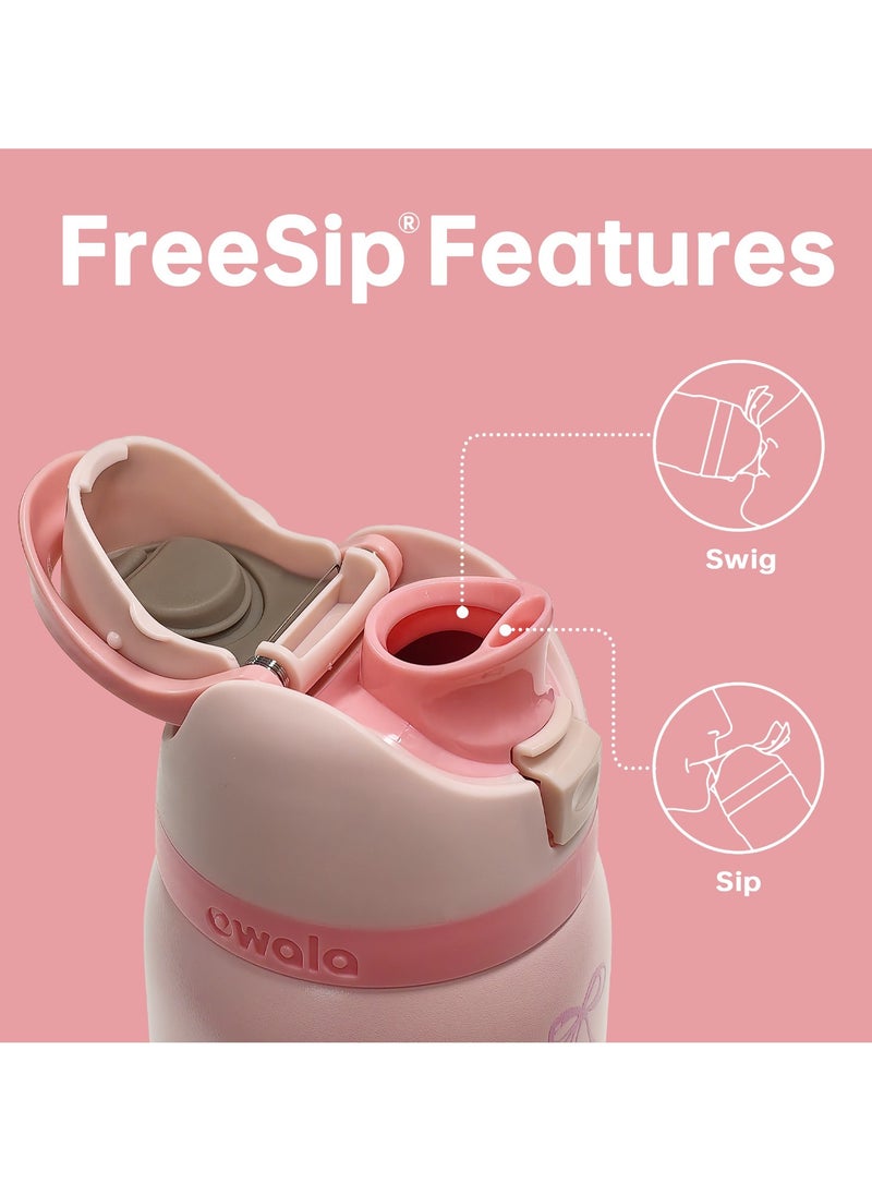 FreeSip Insulated Stainless Steel Water Bottle with Straw for Sports Travel and School BPA-Free Sports Water Bottle (Pink 24OZ)