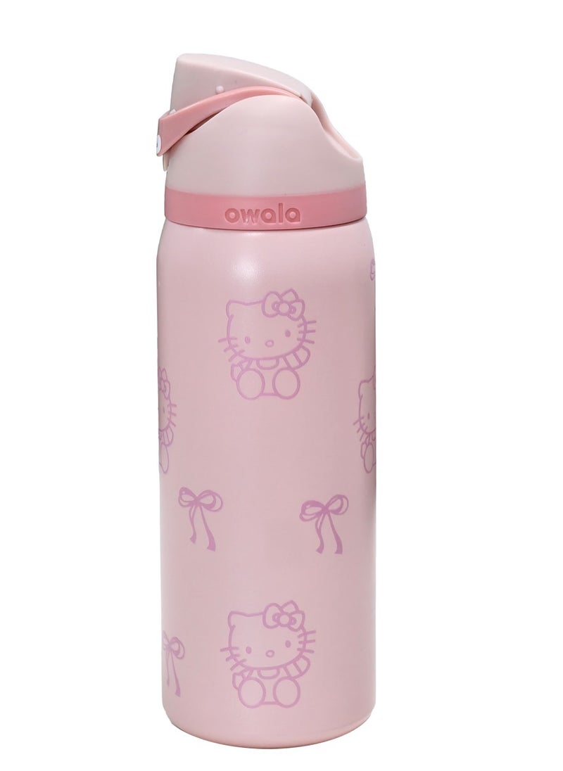 FreeSip Insulated Stainless Steel Water Bottle with Straw for Sports Travel and School BPA-Free Sports Water Bottle (Pink 24OZ)