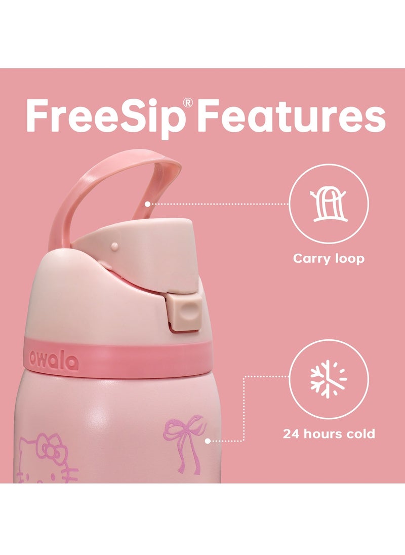 FreeSip Insulated Stainless Steel Water Bottle with Straw for Sports Travel and School BPA-Free Sports Water Bottle (Pink 24OZ)