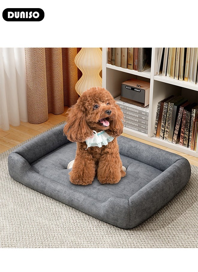 Dog Bed, Non-Slip Pet Sofa Lounger Puppy Couch Removable Machine Washable Cover Cushion Big Cat Kennel Cot, Medium Large Adult Dogs Kitten Sleeping Mattress