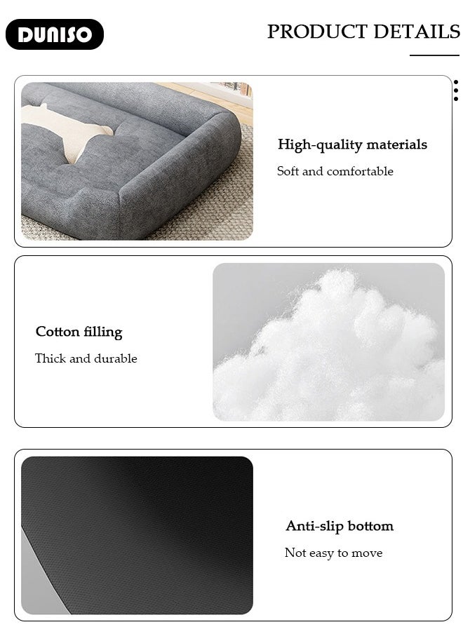 Dog Bed, Non-Slip Pet Sofa Lounger Puppy Couch Removable Machine Washable Cover Cushion Big Cat Kennel Cot, Medium Large Adult Dogs Kitten Sleeping Mattress