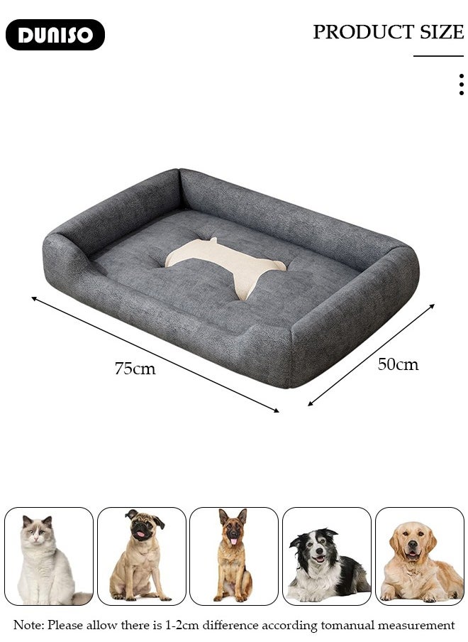 Dog Bed, Non-Slip Pet Sofa Lounger Puppy Couch Removable Machine Washable Cover Cushion Big Cat Kennel Cot, Medium Large Adult Dogs Kitten Sleeping Mattress