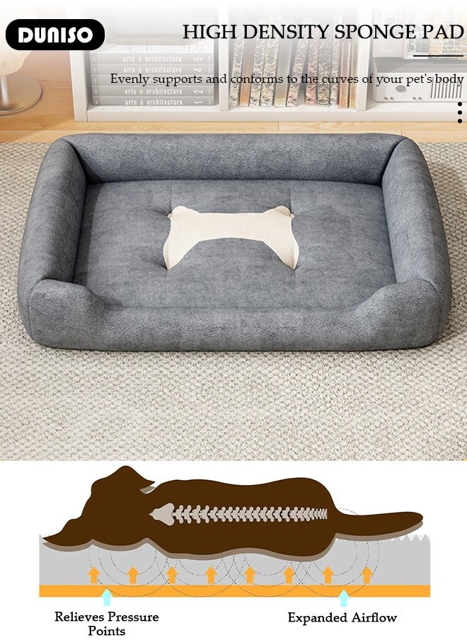 Dog Bed, Non-Slip Pet Sofa Lounger Puppy Couch Removable Machine Washable Cover Cushion Big Cat Kennel Cot, Medium Large Adult Dogs Kitten Sleeping Mattress