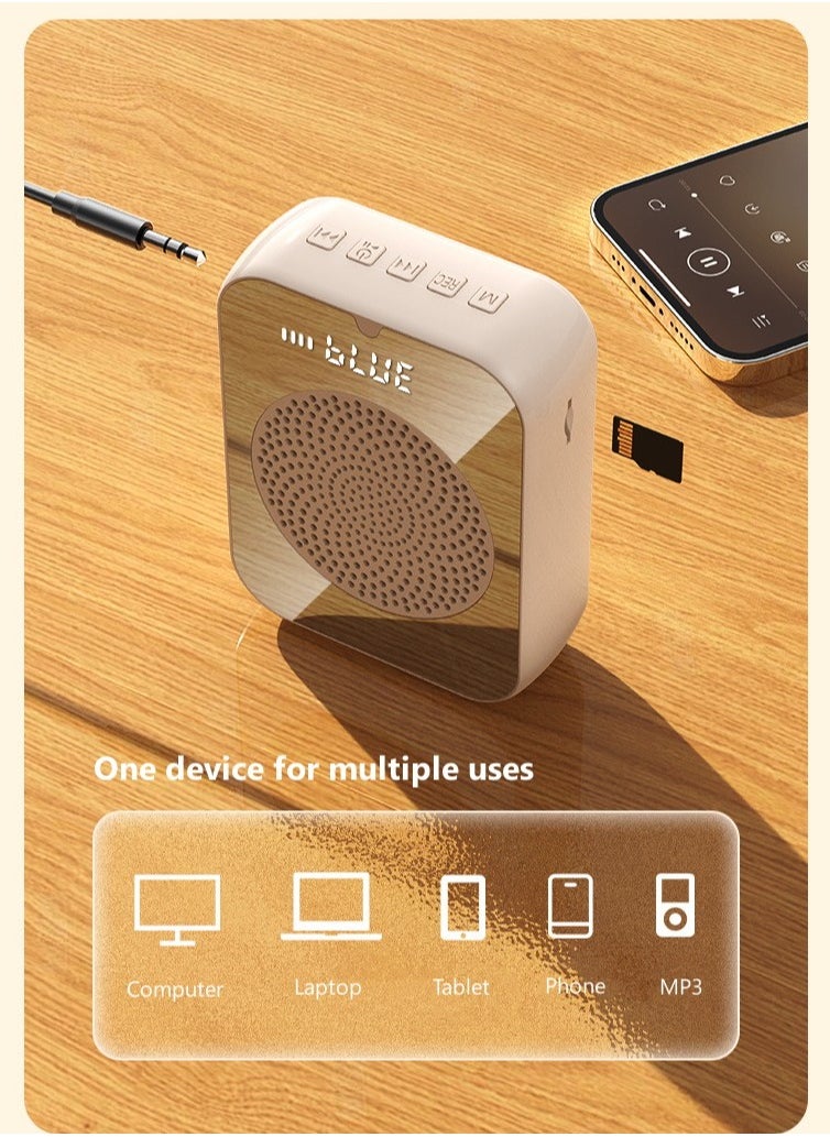 Mirror Amplifier for Wired Microphone Headset, Personal Microphone Voice Amplifier, Speaker for Teachers, Guide/Coaching Conference/Yoga/Fitness（Pink）