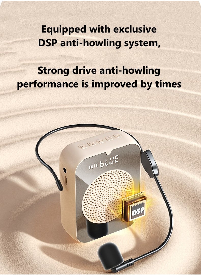 Mirror Amplifier for Wired Microphone Headset, Personal Microphone Voice Amplifier, Speaker for Teachers, Guide/Coaching Conference/Yoga/Fitness（Black）