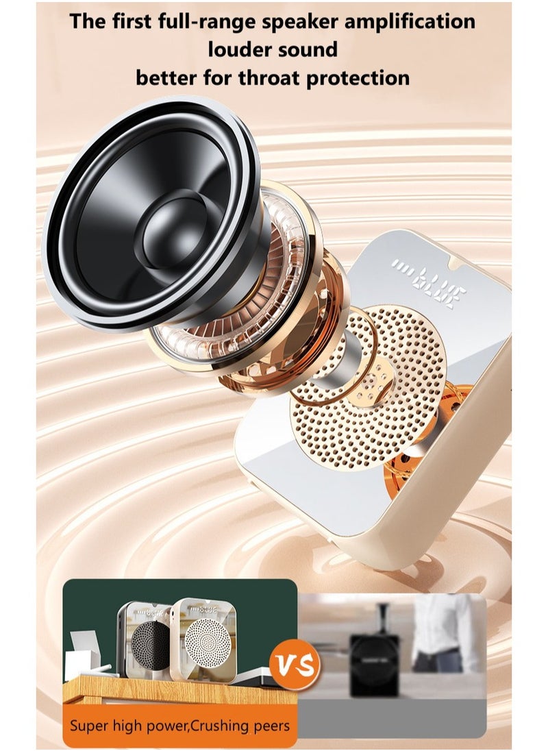 Mirror Amplifier for Wired Microphone Headset, Personal Microphone Voice Amplifier, Speaker for Teachers, Guide/Coaching Conference/Yoga/Fitness（Black）