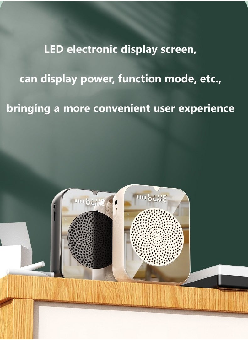 Mirror Amplifier for Wired Microphone Headset, Personal Microphone Voice Amplifier, Speaker for Teachers, Guide/Coaching Conference/Yoga/Fitness（Black）