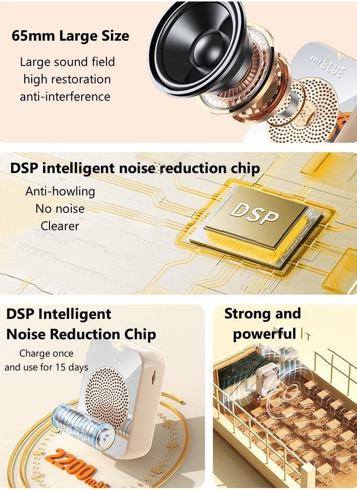 Mirror Amplifier for Wired Microphone Headset, Personal Microphone Voice Amplifier, Speaker for Teachers, Guide/Coaching Conference/Yoga/Fitness（Black）