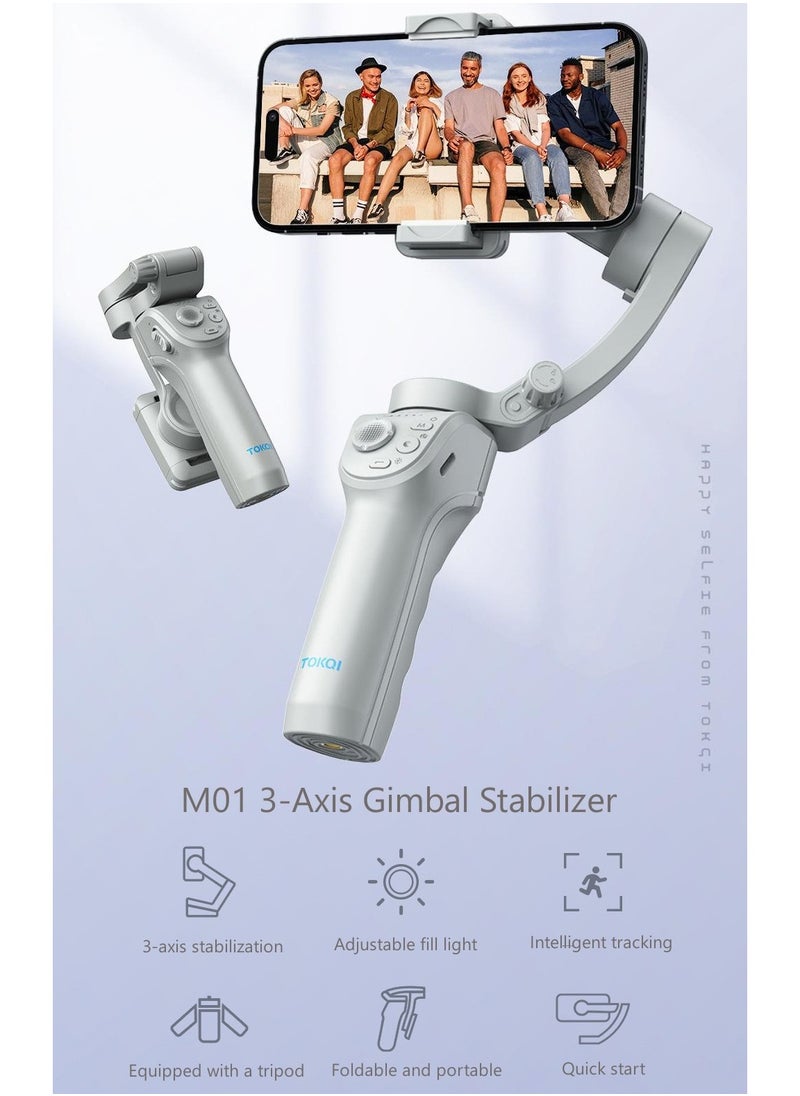 3-Axis Smartphone Stabilizer, AI Smart Tracking, Powerful Motor, 8 Stabilization Modes, Large Capacity Battery, Long Battery Life, Adjustable Fill Light, With Tripod, Video Stabilizer For YouTube and TikTok