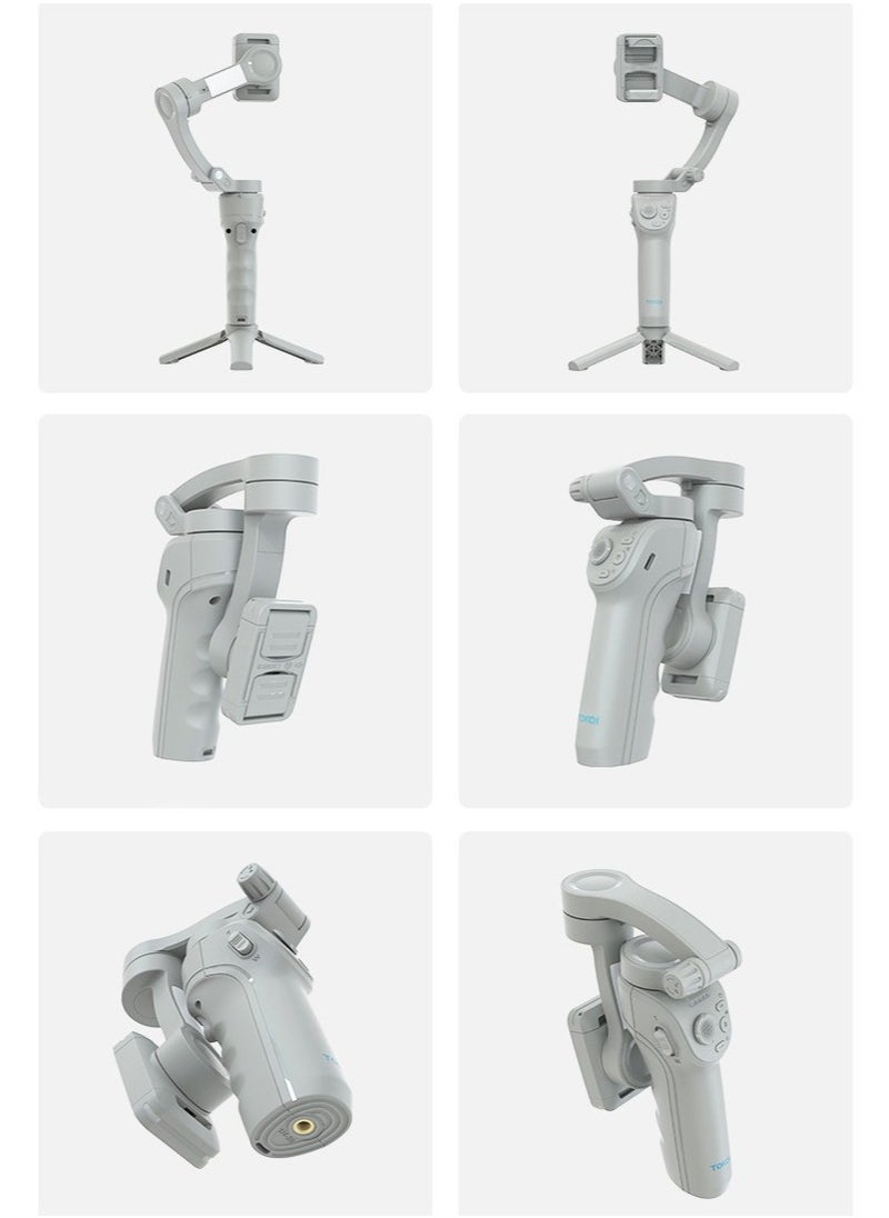 3-Axis Smartphone Stabilizer, AI Smart Tracking, Powerful Motor, 8 Stabilization Modes, Large Capacity Battery, Long Battery Life, Adjustable Fill Light, With Tripod, Video Stabilizer For YouTube and TikTok
