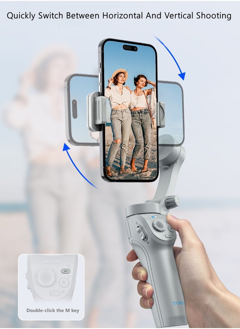 3-Axis Smartphone Stabilizer, AI Smart Tracking, Powerful Motor, 8 Stabilization Modes, Large Capacity Battery, Long Battery Life, Adjustable Fill Light, With Tripod, Video Stabilizer For YouTube and TikTok