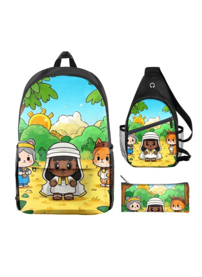 Universal cartoon new three-piece schoolbag - 1076