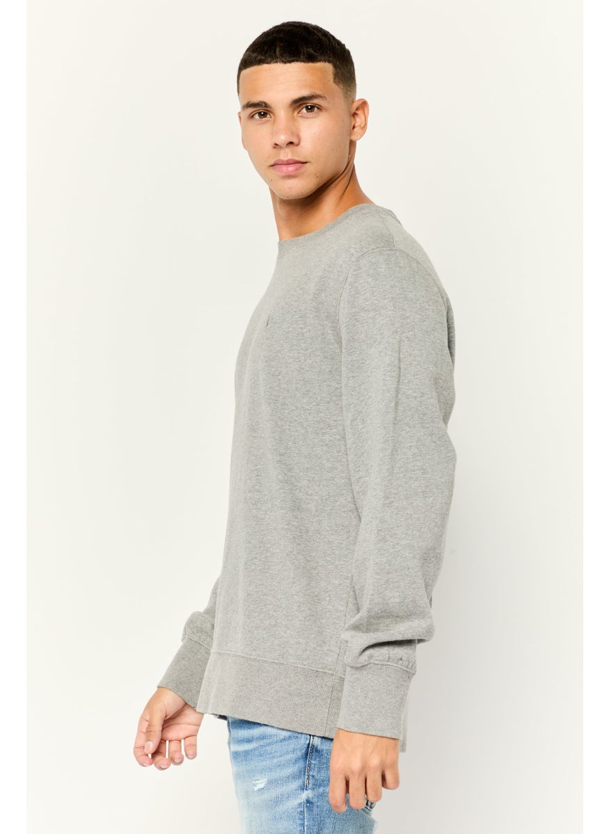 Men Crew Neck Heather Long Sleeves Sweatshirt, Grey