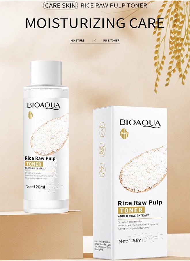 Organic Rice Facial Skin Toner, Hydrating and Soothing Care Toner, Natural Fermentation Ceramide Complex, Sensitive Skin Safe (120ml)