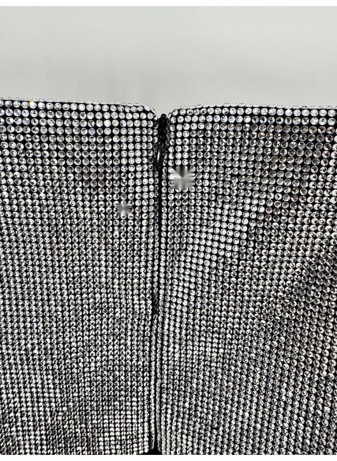 Fashion Heavy-Duty Rhinestone Bow Long Dress - Celebrity Gown