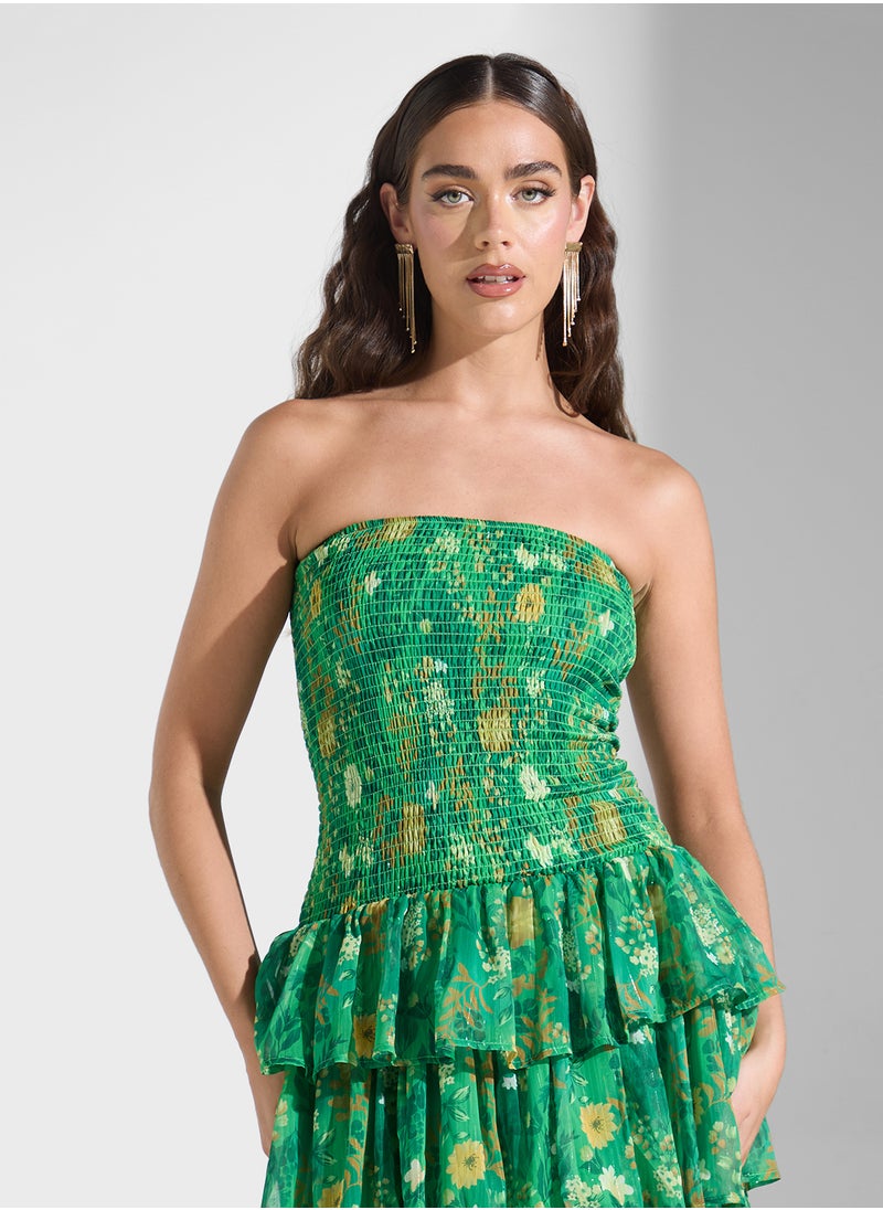 Bardot Floral Tiered A Line Dress