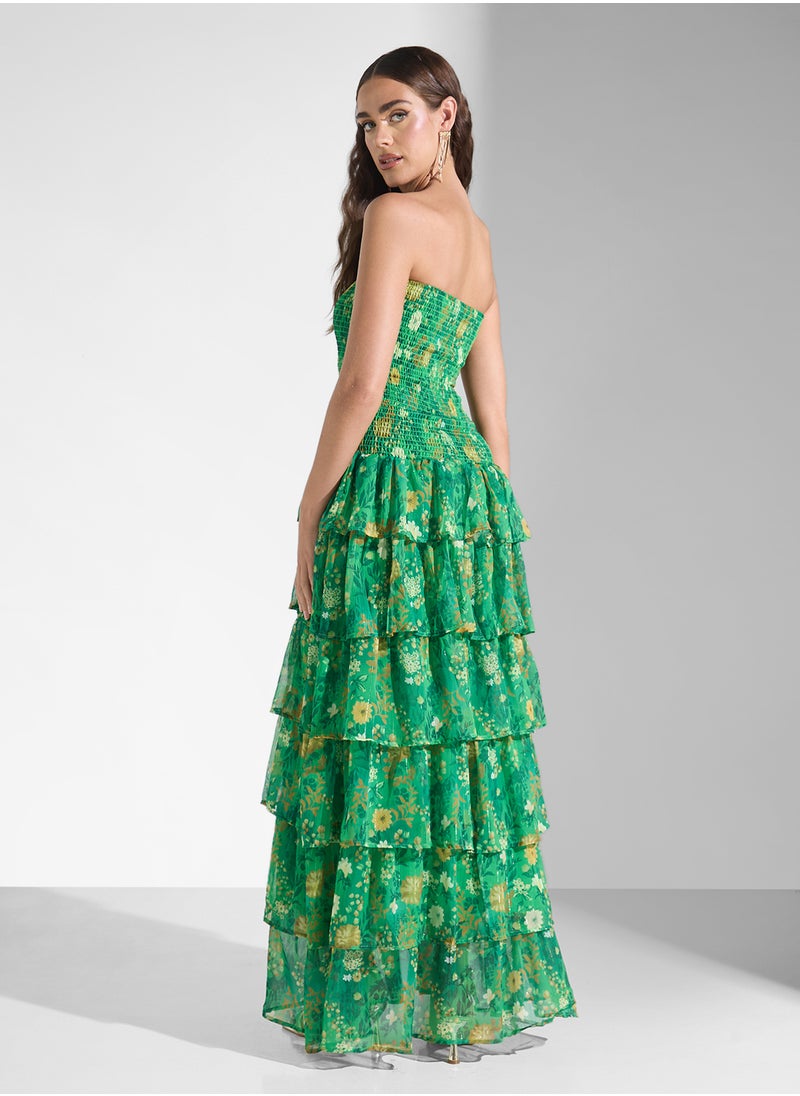 Bardot Floral Tiered A Line Dress