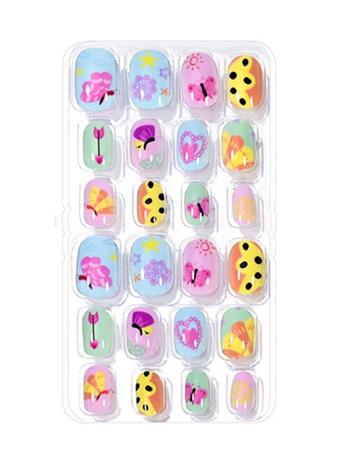 Nail Stickers —False Nails Multicolour,120Pcs 5 Days Cute Design Nail Tips for Children Press On False Nails Set Manicure DIY