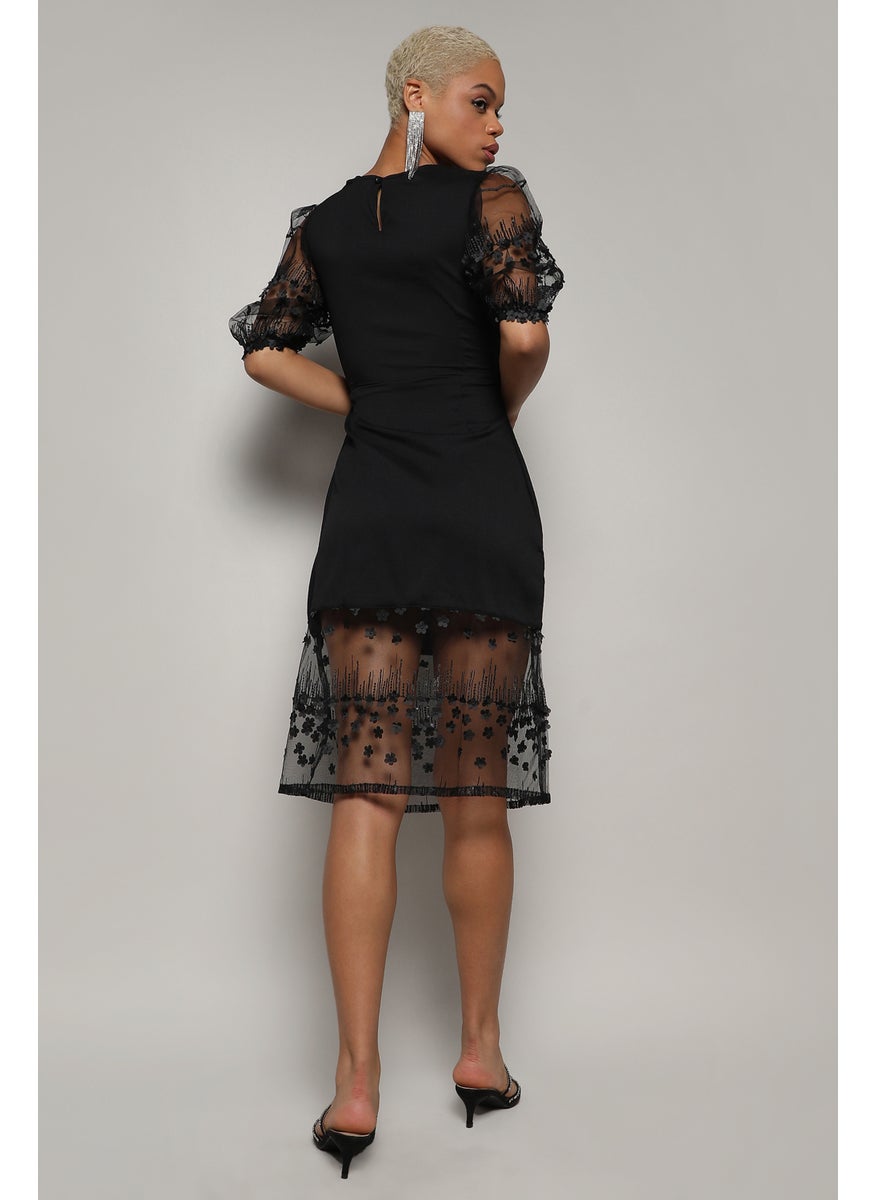 Women's Black Self-design Dress With Cutout Detail