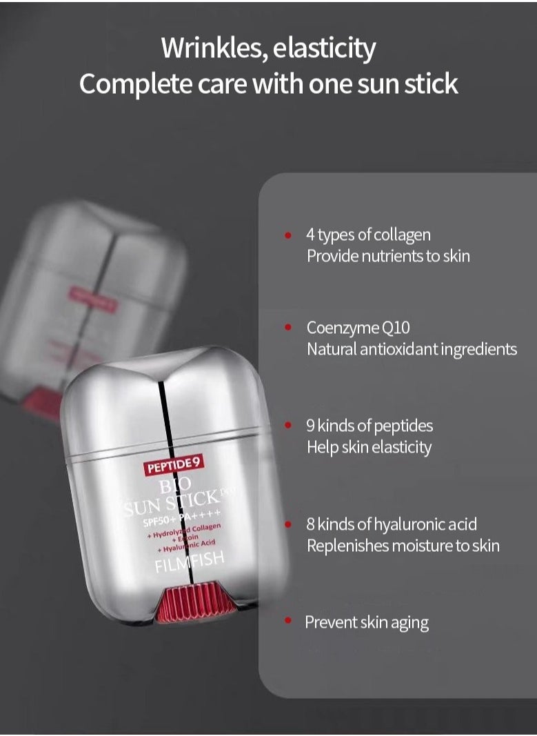 Peptide 9 Bio Sun Stick Pro Sun Screen Anti Wrinkle Unisex Sun Stick,  Portable UV Protection Sunscreen Stick SPF50+