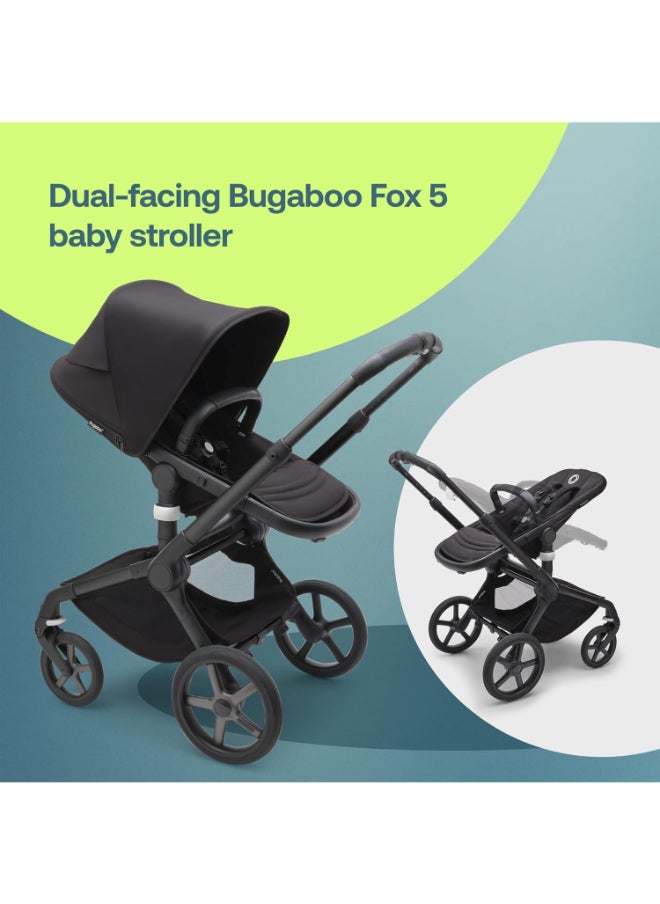 Fox 5 All - Terrain Stroller, 2 - In - 1 Baby Stroller With Full Suspension, Easy Fold, Spacious Bassinet, Extendable Toddler Seat, One - Handed Maneuver Ability (Midnight Black)