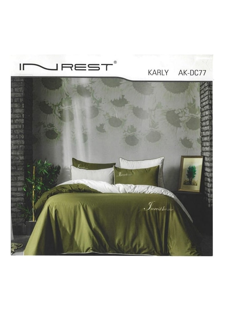 INREST 6-PCS DUVET COVER SET 100% COTTON WITH 1 DUVET COVER(240X260 CM) 1 FITTED SHEET (200X200+35 CM) 4 PILLOW COVER