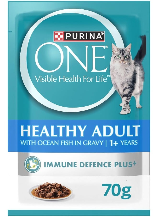 PURINA ONE Wet Cat Healthy Adult with Ocean Fish 70g Pack of 12