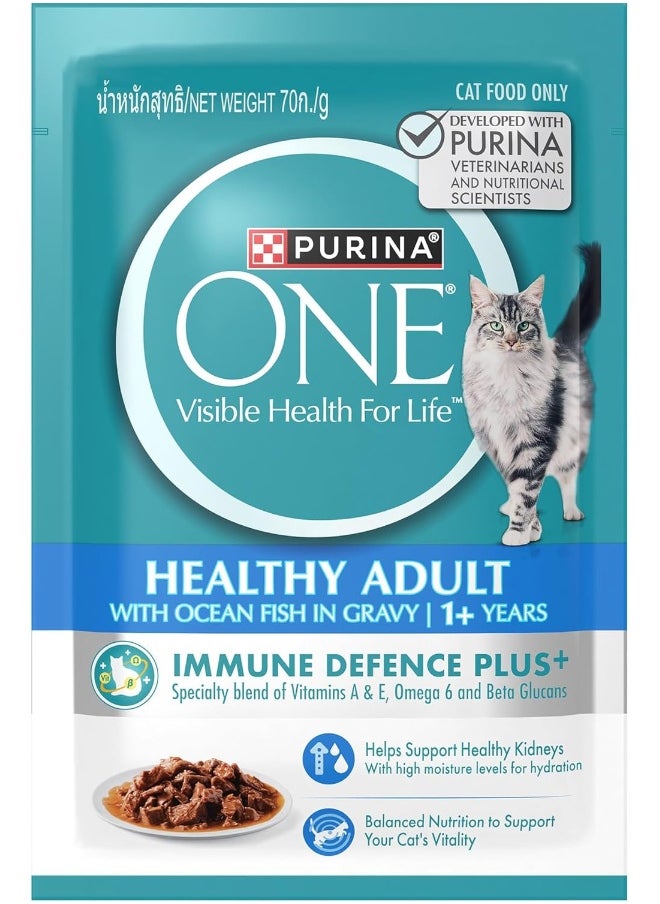 PURINA ONE Wet Cat Healthy Adult with Ocean Fish 70g Pack of 12