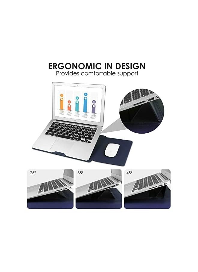 13-14 Inch Laptop Sleeve Case Leather Bag Compatible with MacBook Air 13.3''/13.6'' M1 M2/MacBook Pro 13 2022-2016/Dell XPS 13/Surface Pro X/8/7 /6/5/Surface Laptop 13.5 Inch, Navy
