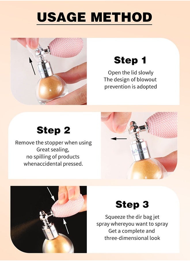 Fairy Highlight- Body Spray, Facial Contouring Fine Shimmering Liquid Highlighter, Long-Lasting Sweatproof Stage Makeup Glitter Highlighter Powder Body Spray #02