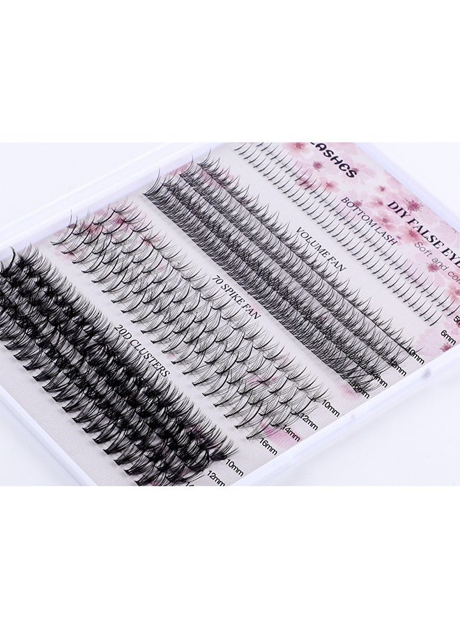 Diy False Eyelashes—4 Styles DIY Eyelash Extension Kit, Segmented Corner Lashes 404 Lash Clusters, Mixed Eyelash Extension Lashes Cluster, Natural C Curl Eyelash Set, Brush Like Thick Eyelashes