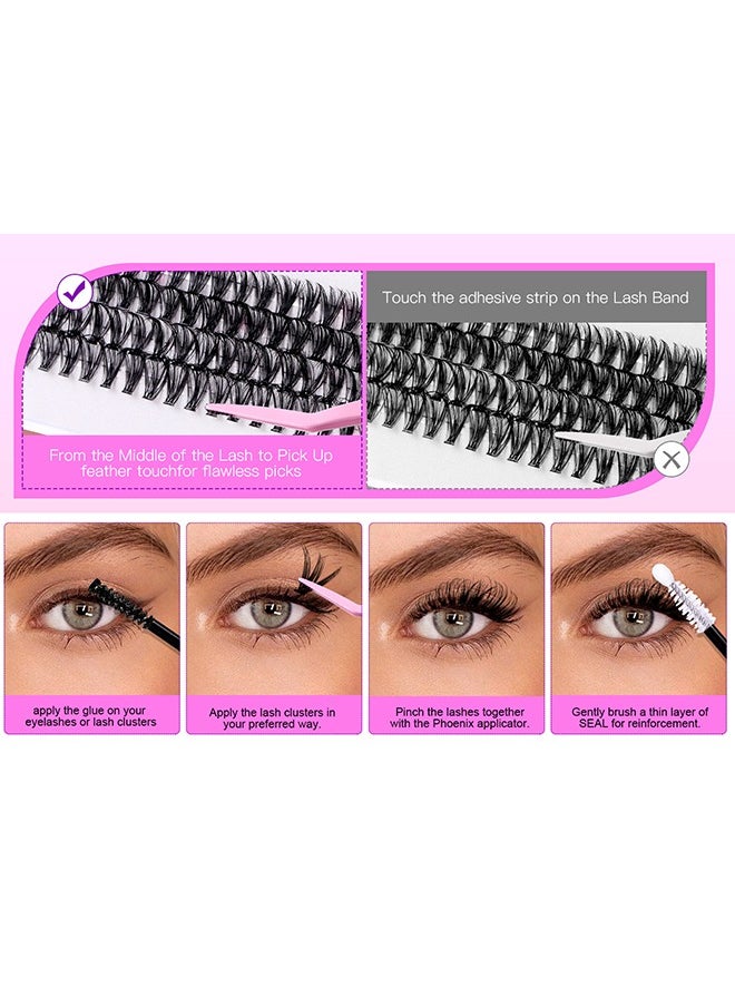 Diy False Eyelashes—4 Styles DIY Eyelash Extension Kit, Segmented Corner Lashes 404 Lash Clusters, Mixed Eyelash Extension Lashes Cluster, Natural C Curl Eyelash Set, Brush Like Thick Eyelashes